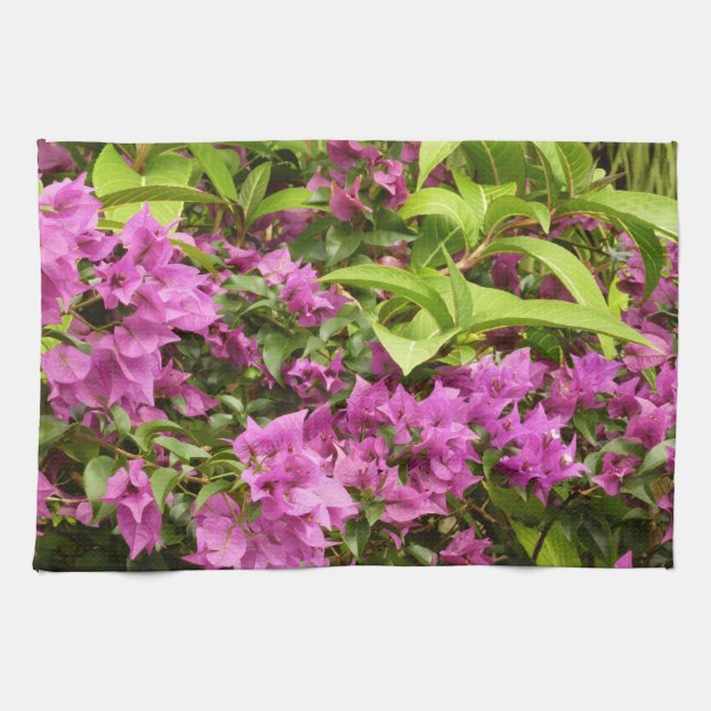 Tropical Purple Bougainvillea Floral Towel (Horizontal)