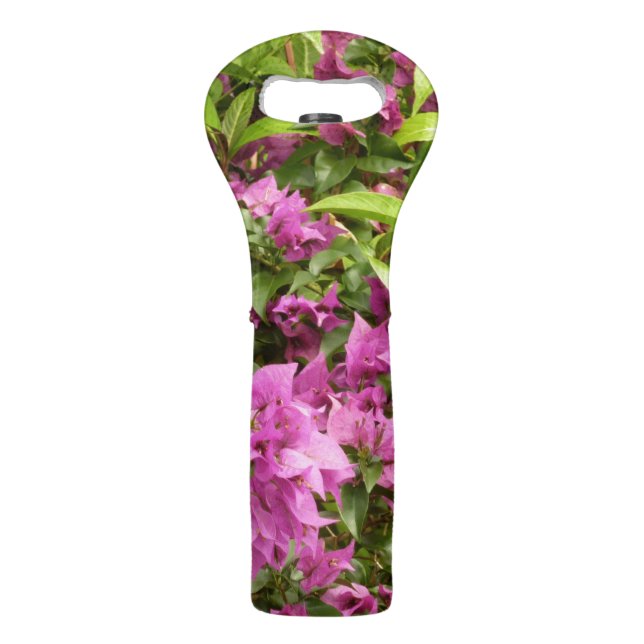 Tropical Purple Bougainvillea Floral Wine Bag (Front)