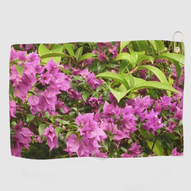 Tropical Purple Bougainvillea Golf Towel (Horizontal)