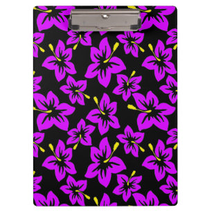 Tropical Purple Hawaiian Hibiscus Flowers Clipboard
