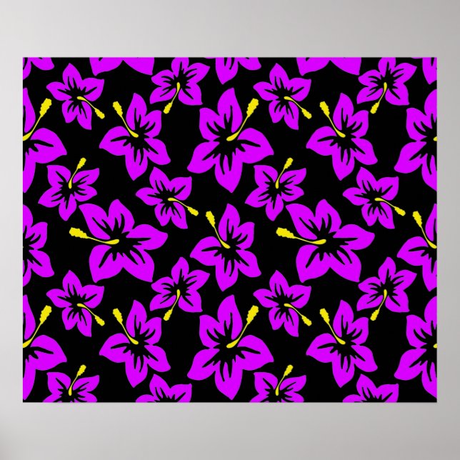 Tropical Purple Hawaiian Hibiscus Flowers Poster (Front)