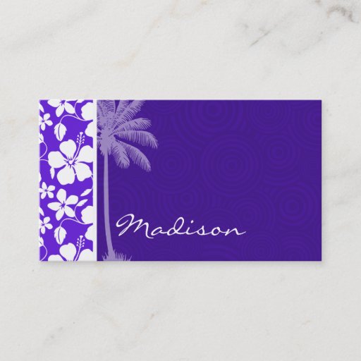 Customizable Tropical Purple Hibiscus Business Card Template