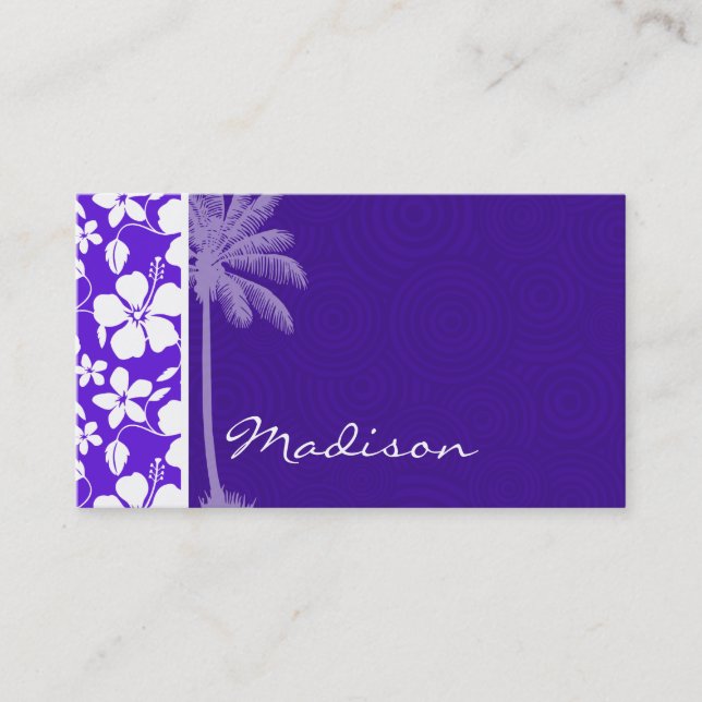 Tropical Purple Hibiscus Business Card (Front)