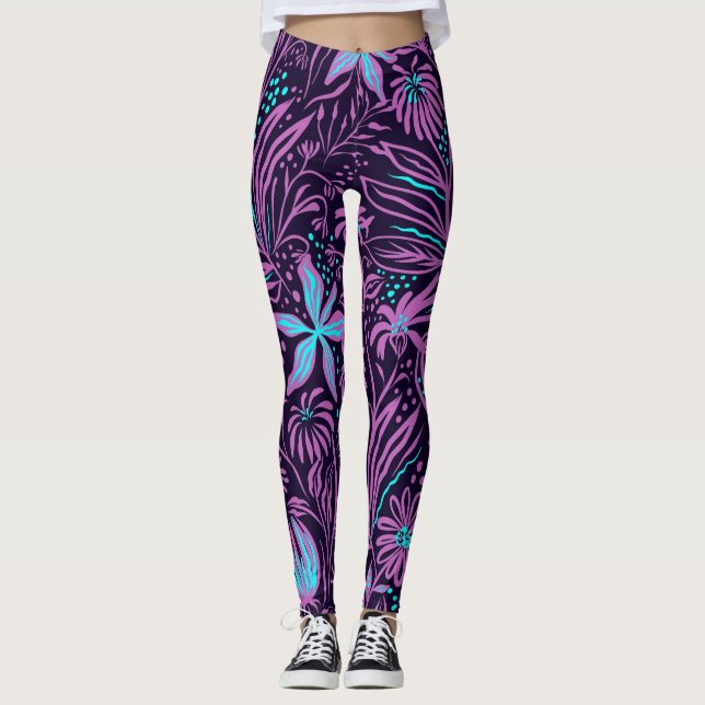 Tropical Purple Leggings (Front)