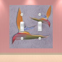 Tropical Purple Modern Bird of Paradise Hand-Drawn