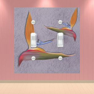 Tropical Purple Modern Bird of Paradise Hand-Drawn Light Switch Cover