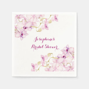 Tropical Purple Orchid Floral Bridal Shower Napkins