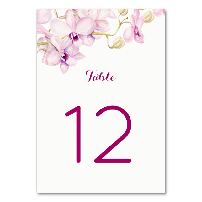 Tropical Purple Orchid Floral Table Number (Front)