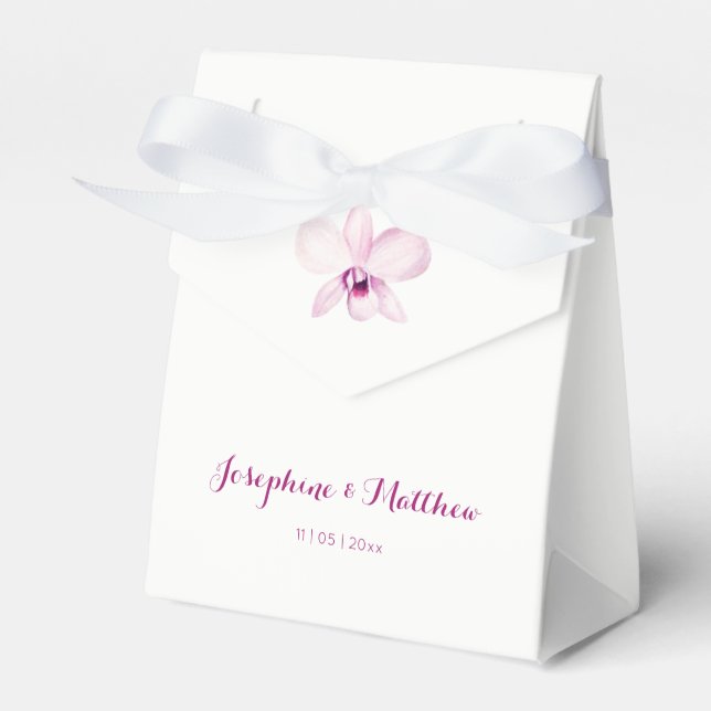 Tropical Purple Orchid Floral Wedding Favor Boxes (Front Side)