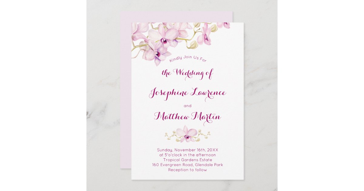 Tropical Purple Orchid Flower Wedding Invitation 