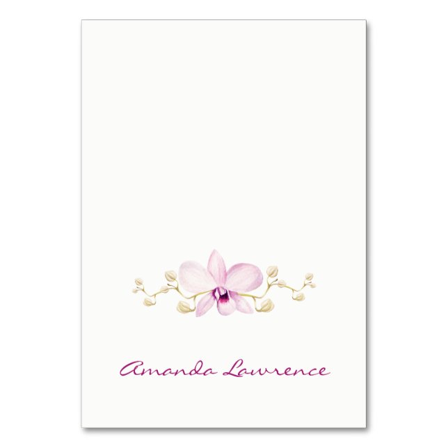 Tropical Purple Orchid Personalized Place Cards (Front)