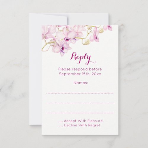 Tropical Purple Orchid Watercolor Reply Cards