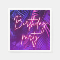Tropical Purple Palm Leaf Birthday Party