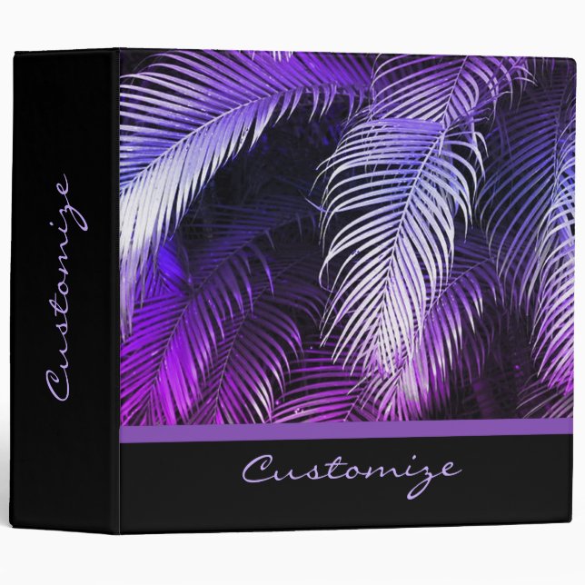 Tropical Purple Palm Leaves Binder (Front/Spine)