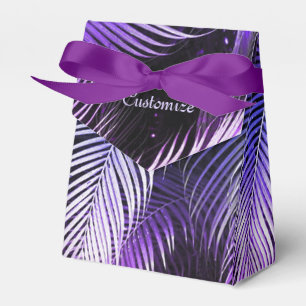 Tropical Purple Palm Leaves Tent Favor Box