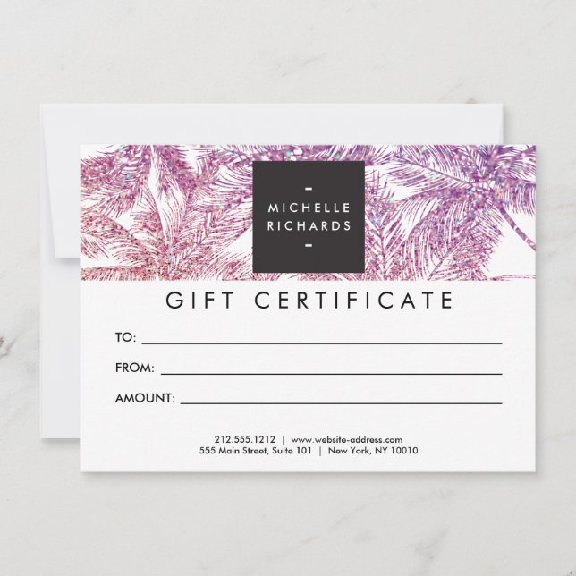 Tropical Purple/Pink Glitter Palms Gift Card (Front)