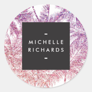 Tropical Purple/Pink Glitter Palms Stickers