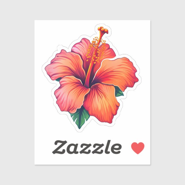 Tropical Radiance: Fiery Hibiscus Sticker (Sheet)