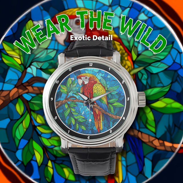 Tropical Radiance" - Stained Glass Macaw Watch (Creator Uploaded)