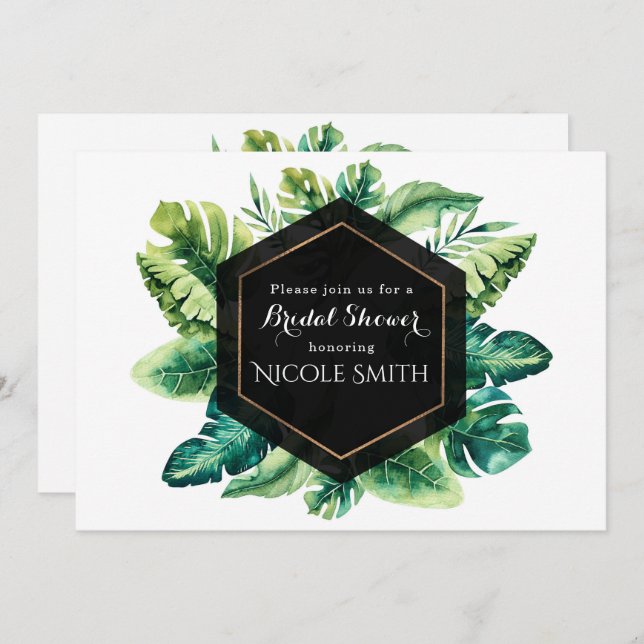 Tropical Rain Forest Island Leaves Invitations (Front/Back)