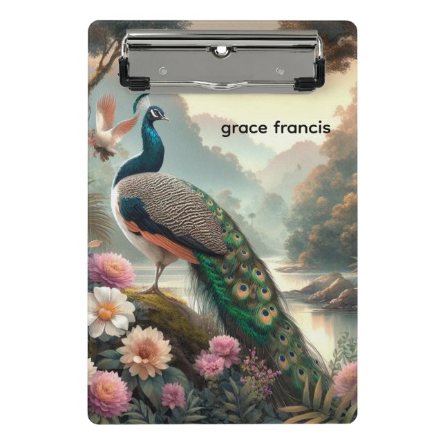 Tropical Rain Forest with Peacock Mini Clipboard (Front)