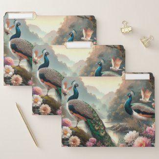 Tropical Rain Forest with Peacocks