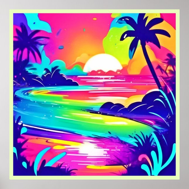 Tropical Rainbow Beach Dream Poster (Front)