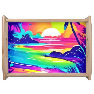 Tropical Rainbow Beach Dream Serving Tray