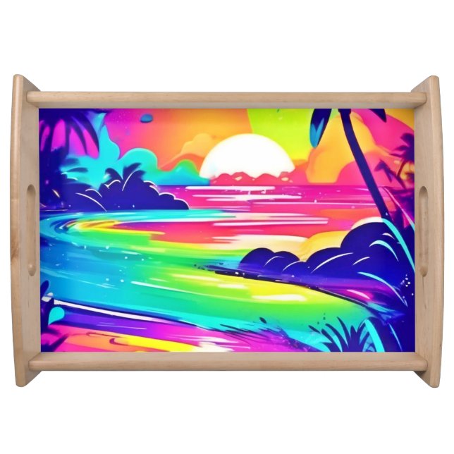 Tropical Rainbow Beach Dream Serving Tray (Front)