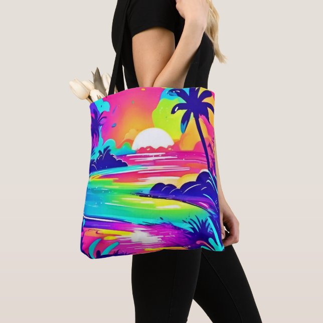Tropical Rainbow Beach Dream Tote Bag (Close Up)