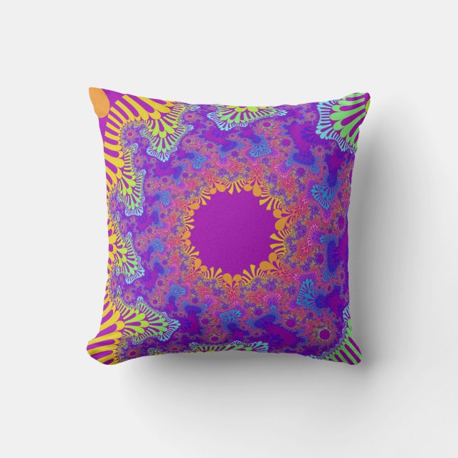 Tropical Rainbow Sunburst Throw Pillow (Front)
