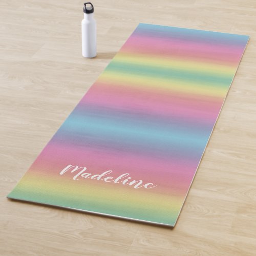 Tropical Rainbow Sunset  Watercolor Yoga Mat