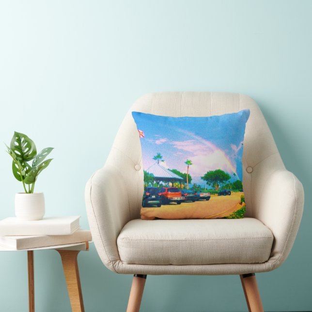Tropical Rainbow Throw Pillow (Chair)