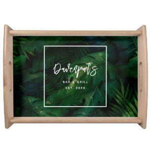 Tropical Rainforest Green Foliage Bar & Grill Serving Tray