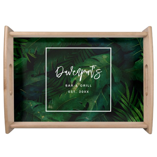 Tropical Rainforest Green Foliage Bar & Grill Serving Tray (Front)