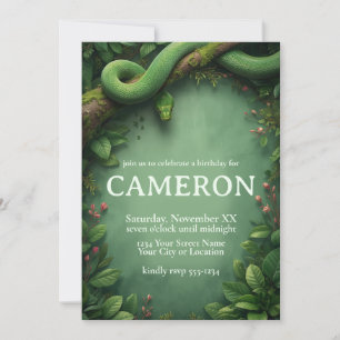Tropical Rainforest Green Tree Snake in the Jungle Invitation