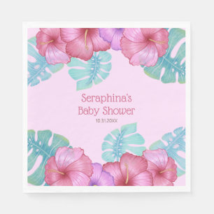 Tropical Rainforest Hibiscus Flower Baby Shower Napkins