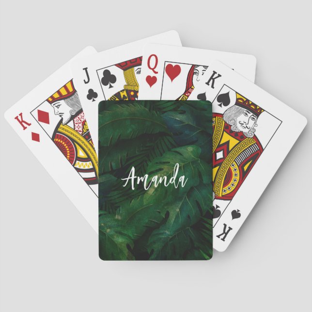 Tropical Rainforest Leafy Green Foliage Poker Cards (Back)