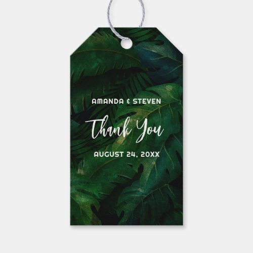 Tropical Rainforest Leafy Green Wedding Thank You Gift Tags