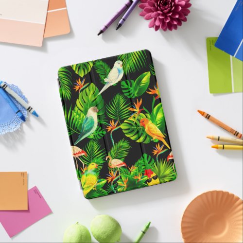 Tropical rainforest leaves and birds pattern  iPad air cover