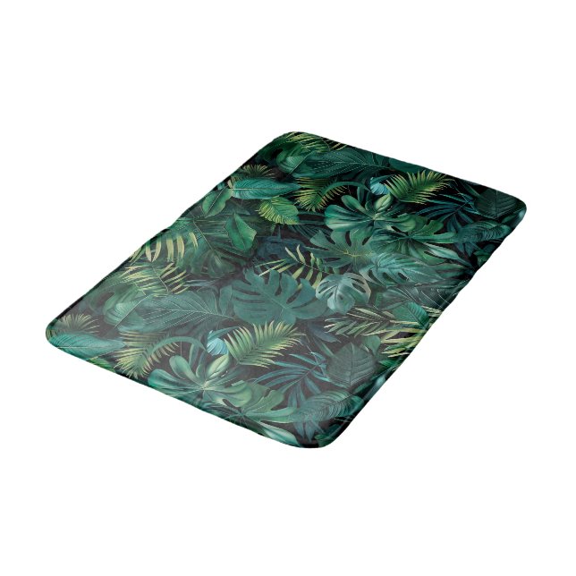 Tropical Rainforest Leaves Bath Mat (Angled)