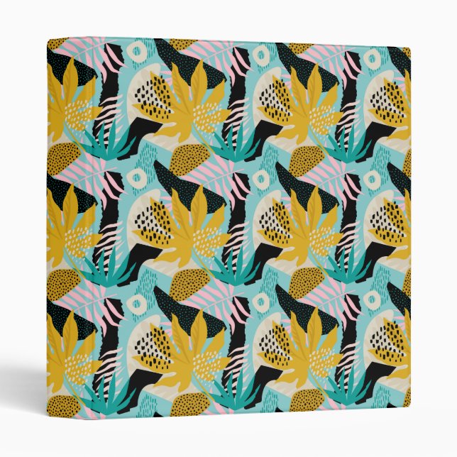 Tropical Rainforest Leaves Pattern 3 Ring Binder (Front/Spine)