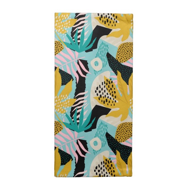 Tropical Rainforest Leaves Pattern Cloth Napkin (Half Fold)