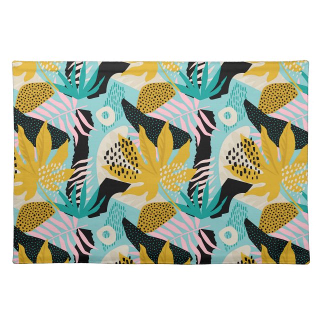 Tropical Rainforest Leaves Pattern Cloth Placemat (Front)