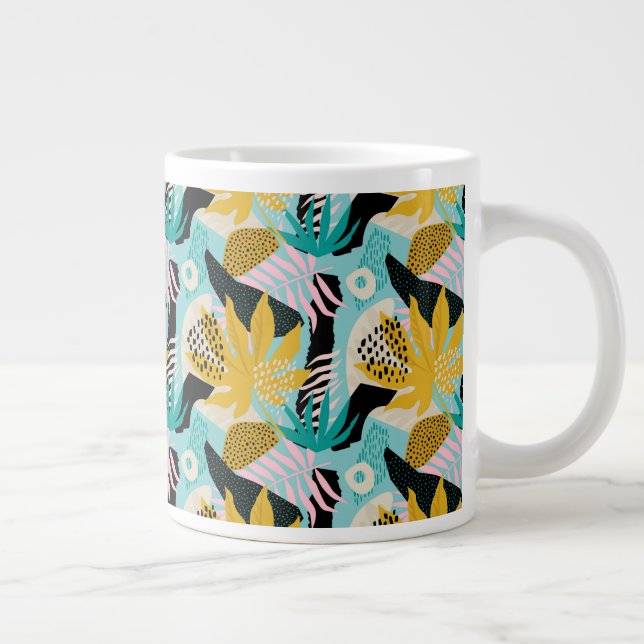 Tropical Rainforest Leaves Pattern Giant Coffee Mug (Right)