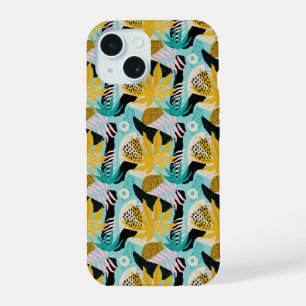Tropical Rainforest Leaves Pattern iPhone 15 Case