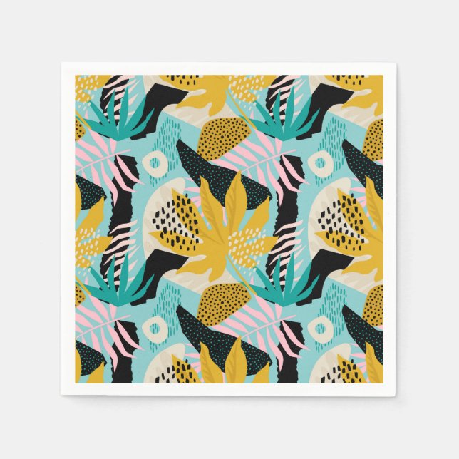 Tropical Rainforest Leaves Pattern Napkins (Front)