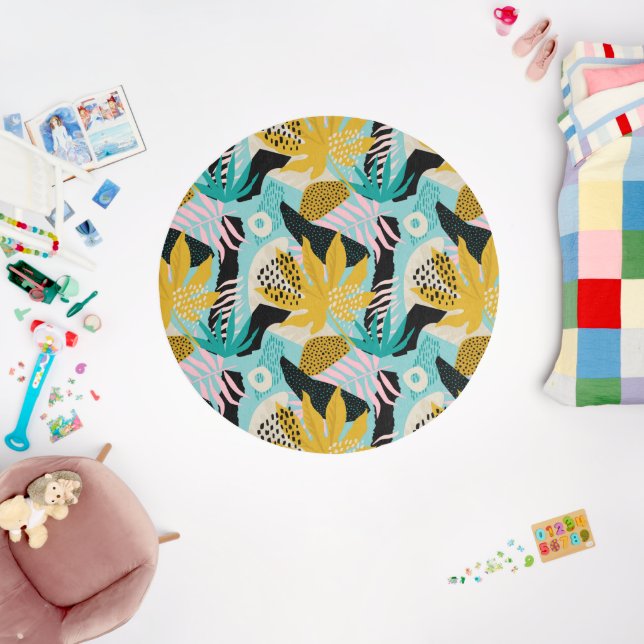 Tropical Rainforest Leaves Pattern Outdoor Rug (Insitu (Babyroom))