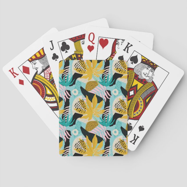 Tropical Rainforest Leaves Pattern Poker Cards (Back)