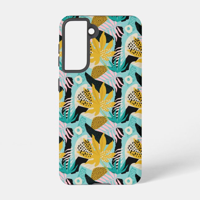 Tropical Rainforest Leaves Pattern Samsung Galaxy Case (Back)